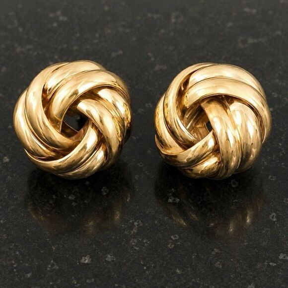 Jewelry - Love Knot Large Stud Earrings Gold Tone .75”
